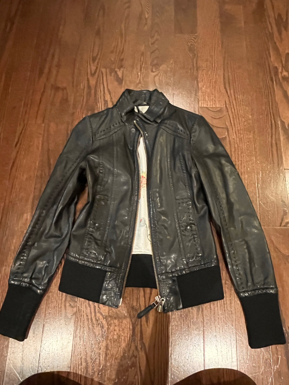 Ladies Mackage exclusively for Aritzia Black Leather Bomber Jacket